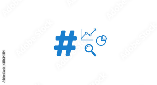 A Simple Illustration Of A Blue Hashtag Symbol On A White Background The