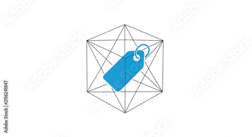 A Simple Illustration Of A Blue Keychain In The Shape Of A Diamond The