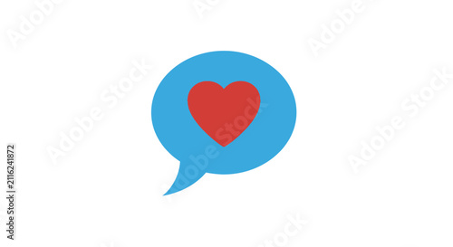 A Simple Illustration Of A Blue Speech Bubble With A Red Heart In The