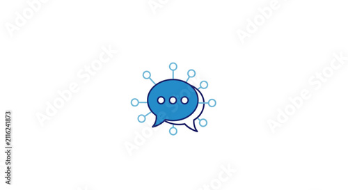 A Simple Illustration Of A Blue Speech Bubble With Multiple Small Dots