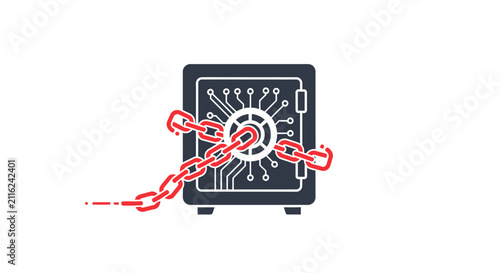 Locked Safe with Red Chain.