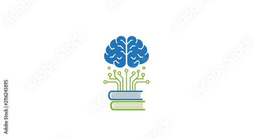 Brain Growing Out of Books Knowledge.