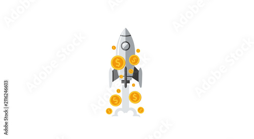 Foto Rocket Ship Blasting Off Into Space.