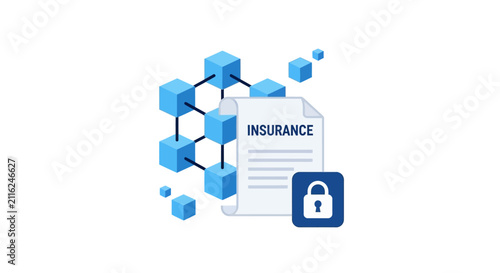 Insurance policy document with lock symbol.