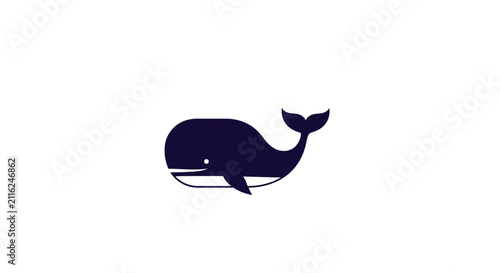 Canvastavla Dark blue whale silhouette swimming.