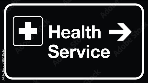 Sign icon health service black background direction right