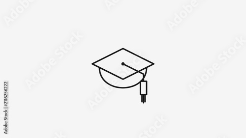 Animated Line Drawing Of A Graduation Cap Icon