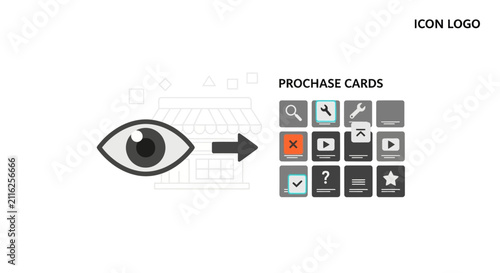 Bild auf Leinwand Eye looking at Prochase Cards icons.