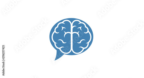 Obraz na plátne Blue Brain Icon Speech Bubble.