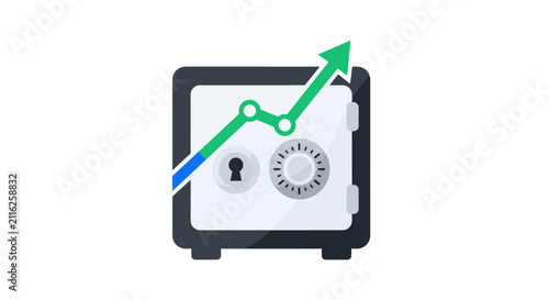 Safe Box with Growing Chart Graph.
