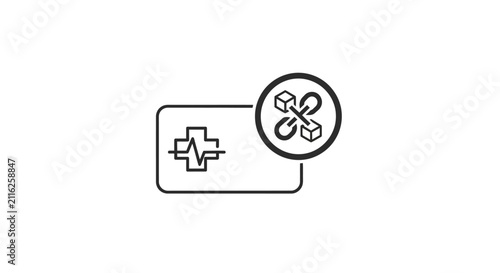 Medical battery symbol with scissors.