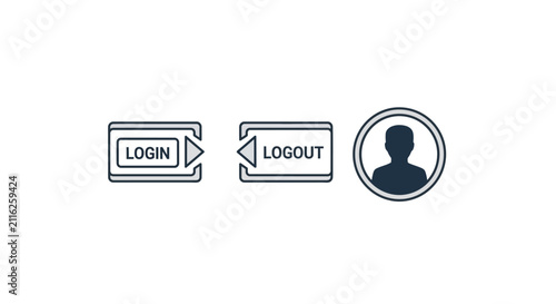 Fotografía Minimalist login logout and user profile icons set.