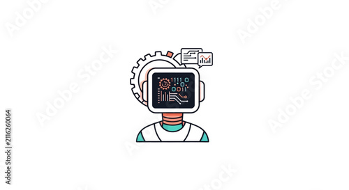 Robot with computer screen head.
