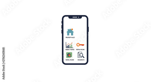 Smartphone with icons on screen.