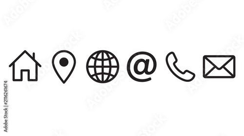 Flat design communication and connectivity icons set. Minimalist vector symbols for global business networking and digital contact.