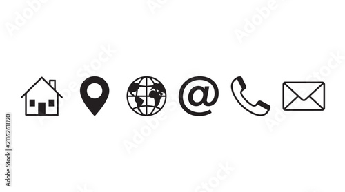 Contact us icons set. Business communication symbols for website and print design.