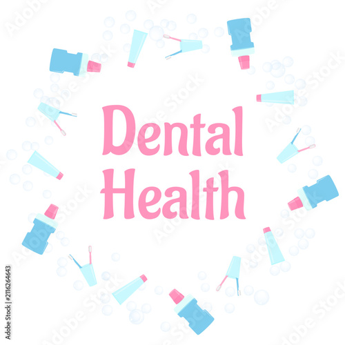Foto A pentagonal frame with oral hygiene items