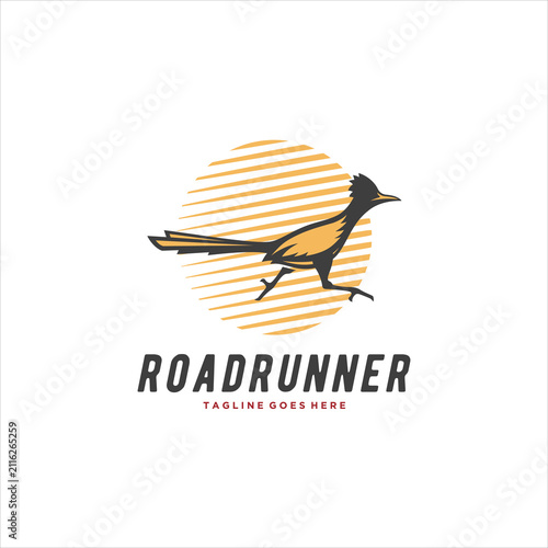 Running Roadrunner Bird Logo Design Vector Illustration