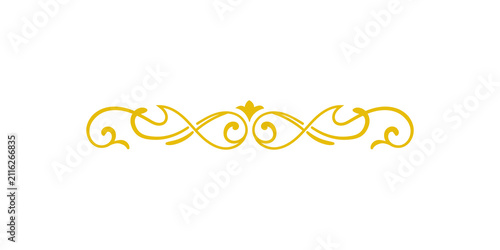 Obraz na płótnie Golden ornate flourish divider isolated on transparent background