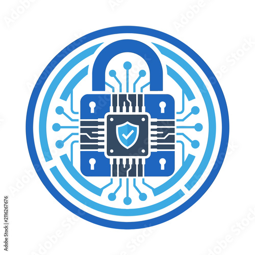 A digital illustration of a secure electronic circuit board lock