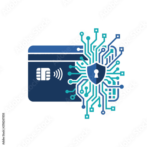 A digital illustration of a secure electronic payment card system