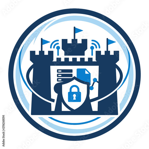 A digital illustration of a secure fortress for data protection