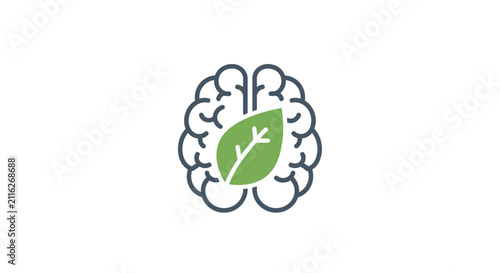 Canvastavla Brain with green leaf inside.