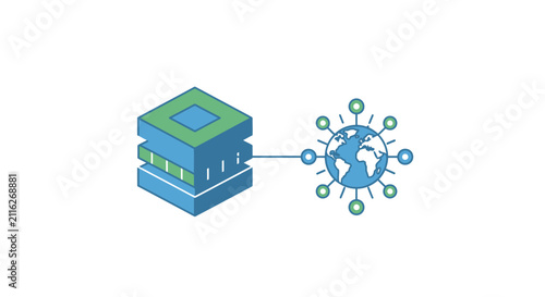 Cuadro en lienzo Data center server and network connection.