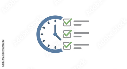 Fotografie Clock with checkmarks and motion lines.