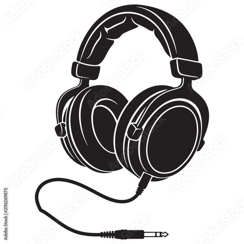 Headphone Silhouette Line Art Vector
