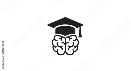 Canvastavla Graduation Cap on Brain Icon.