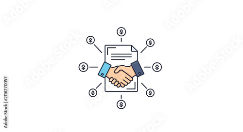 Bild auf Leinwand Handshake over document agreement business.
