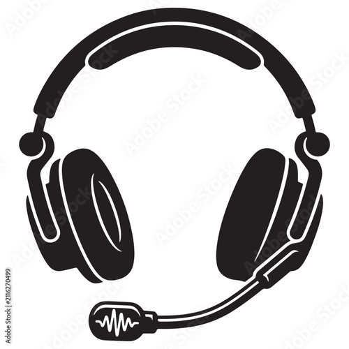 Headphone Silhouette Line Art Vector