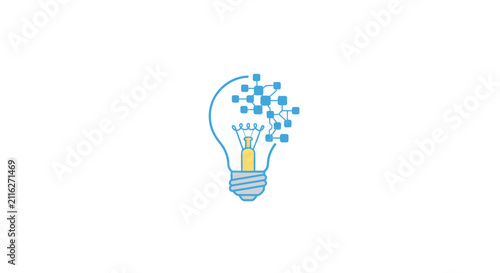 Quadro su tela Light Bulb with Blue Dots Idea.