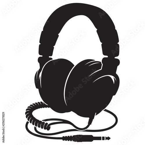 Headphone Silhouette Line Art Vector