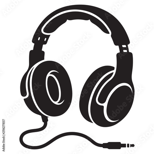 Headphone Silhouette Line Art Vector
