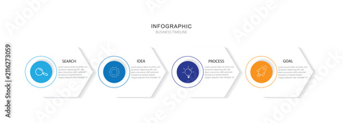 Concept of four features of startup project. Simple infographic design template. Modern flat vector illustration for presentation.