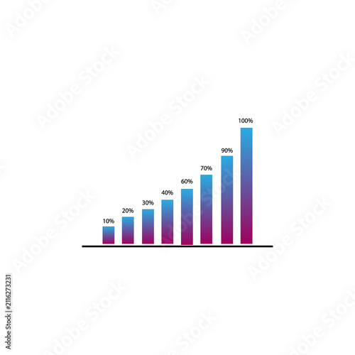 Bar graph chart with percentage values vector illustration on white background