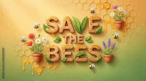Save the Bees Honey Gold Environmental Awareness Background