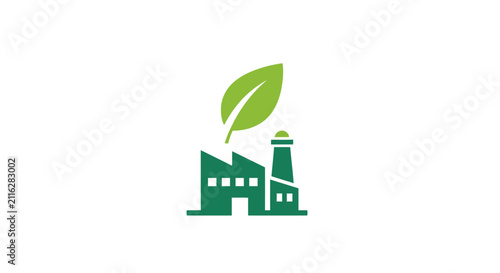 Green factory industrial eco friendly logo.