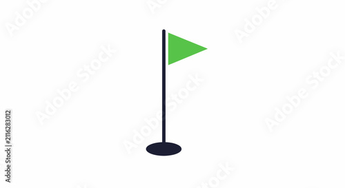 Green flag on a pole.
