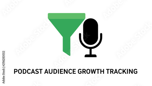 Green funnel and black microphone logo.