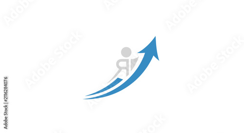 Foto Person Running Up Blue Arrow.