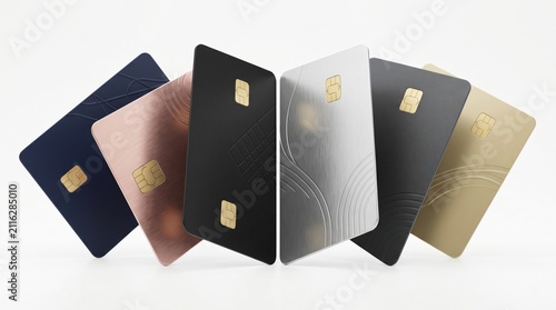 Premium Collection of Modern Blank Metal Credit Cards for Financial Services and Luxury Banking Solutions