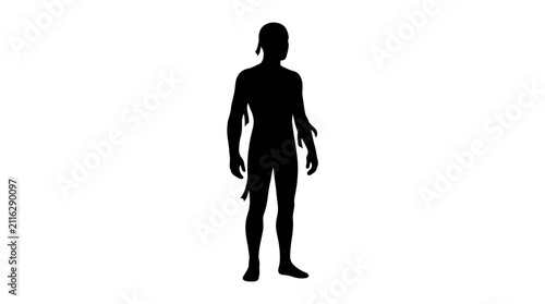 Canvastavla A full-body silhouette of a mummy stands upright with torn bandages visible around its limbs, presenting a classic horror figure