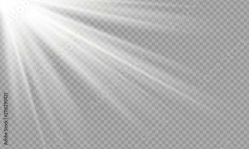 Transparent sunlight or starlight lens flare with glittering spark light effect for overlays, photography