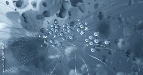 Pexidartinib rotating molecular structure, 3d ball-and-stick model, looped video antineoplastic agent
