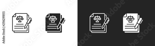 Privacy Policy Icon. Set of icons in Two-tone background. Black and white collection.