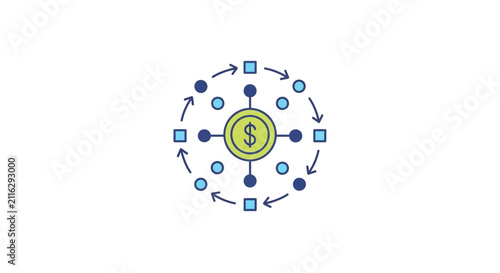 Dollar sign with arrows around it.