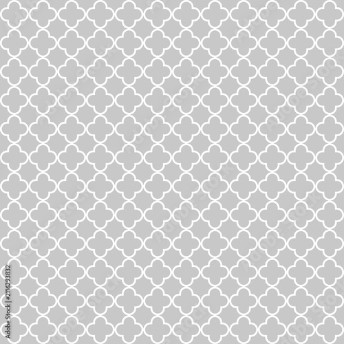 Foto Minimal light gray seamless Moroccan quatrefoil pattern with white outlines